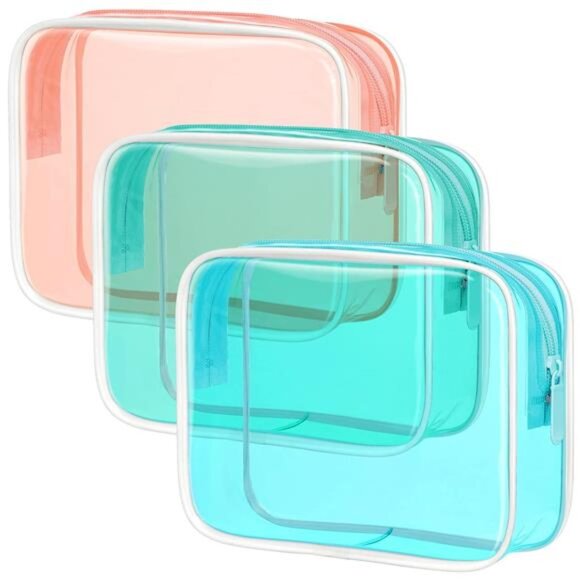 TSA Approved Toiletry Bag - 3 Pack Clear Makeup Bags with Zipper, - Picture 1 of 5